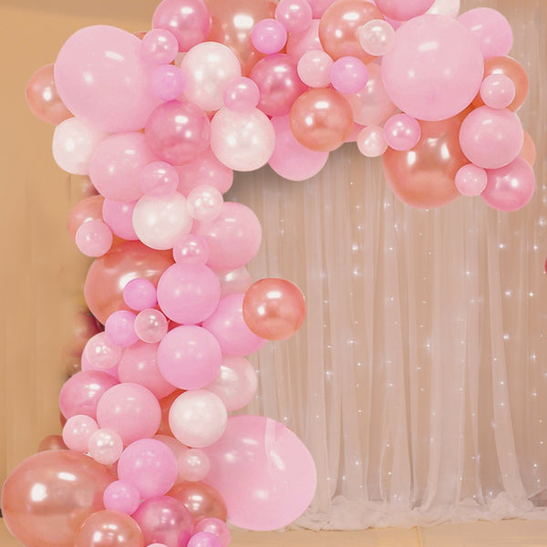 5m Latex Balloon Arch Kit - Baby Pink, White, 163pcs