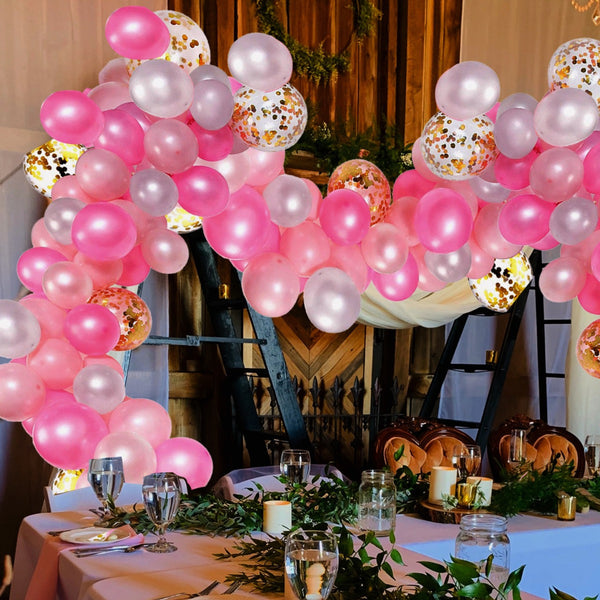 5m Latex Balloon Arch Kit - Baby Pink, Hot Pink, White, 163pcs