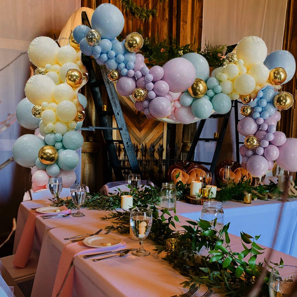 5m Latex Balloon Arch Kit - Assorted Pastels, Gold, 341pcs