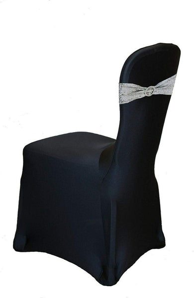 Spandex Sequin Chair Band With Round Diamante Buckle