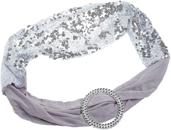 Spandex Sequin Chair Band With Round Diamante Buckle