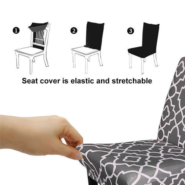 Short Spandex Geometric Patterned Printed Chair Cover(Design 12)