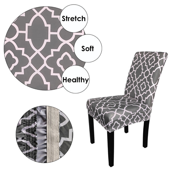 Short Spandex Geometric Patterned Printed Chair Cover(Design 12)