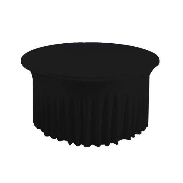 60" Round Spandex Tablecloth With Skirt - Black