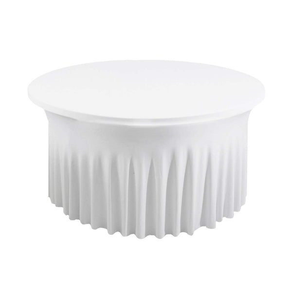 60" Round Spandex Tablecloth With Skirt - White