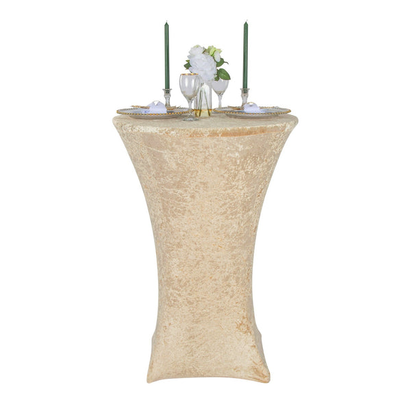 Velvet Spandex Cocktail Table Cover 32" Round - Champagne