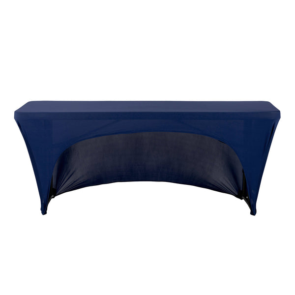Open Back Stretch Spandex Table Cover 6 FT Rectangular - Navy Blue