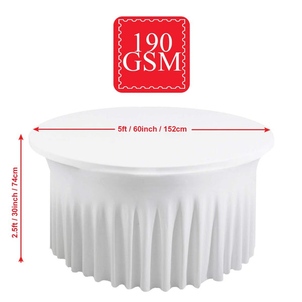 60" Round Spandex Tablecloth With Skirt - White