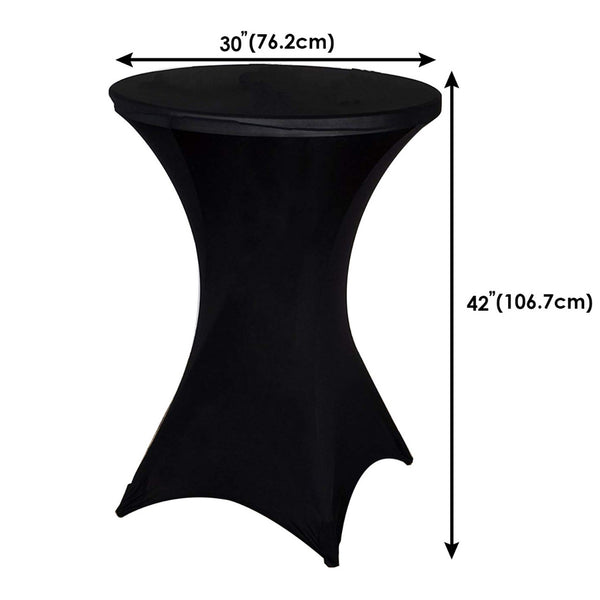 30" x 42" Round Spandex Cocktail Table Cover - Black