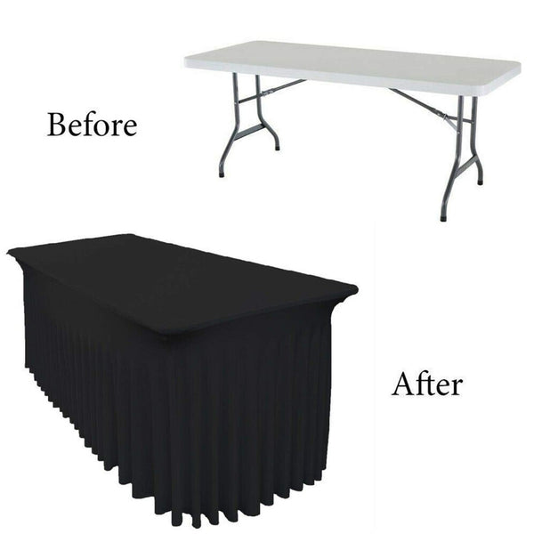 183cm x 74cm Rectangle Spandex Tablecloth With Skirt - Black