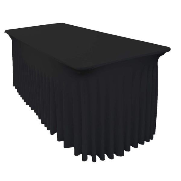 183cm x 74cm Rectangle Spandex Tablecloth With Skirt - Black