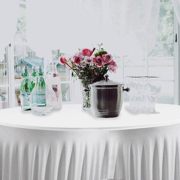 60" Round Spandex Tablecloth With Skirt - White