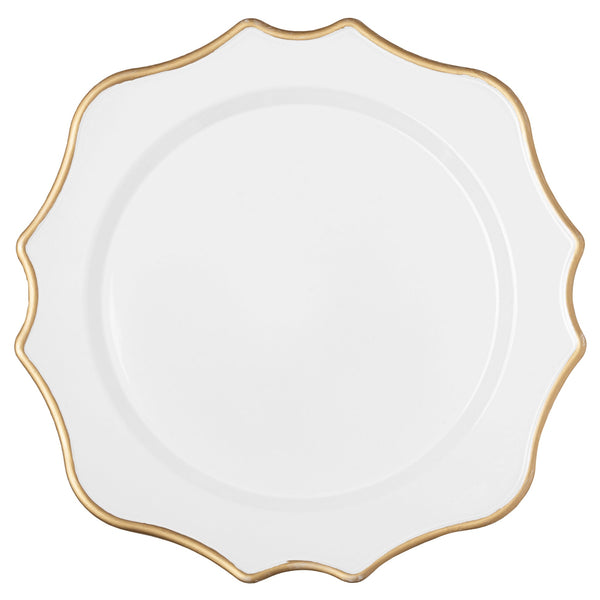 Lotus Scalloped Acrylic 13" Charger Plate - White Gold-Trimmed