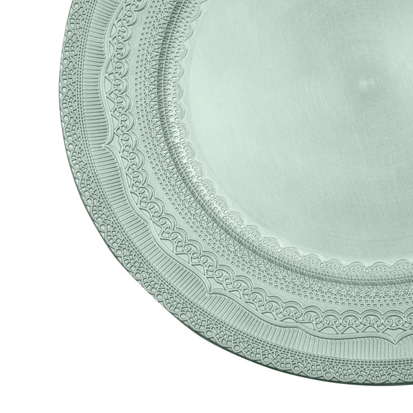 Lace Embossed Acrylic Plastic Charger Plate - Light Turquoise