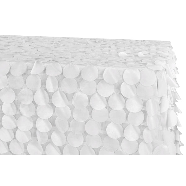 90"x132" Petal Circle Taffeta Rectangular Tablecloth - White