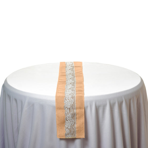 Hessian & White Lace Table Runner