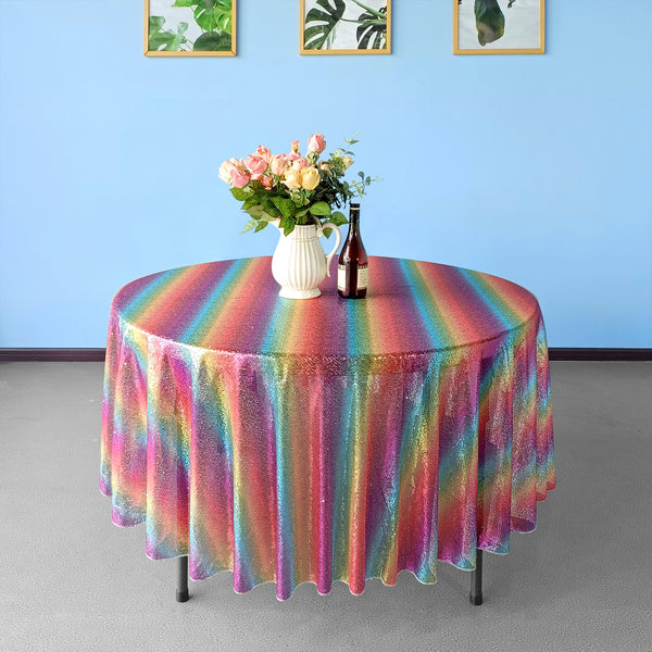 Multi Color Round Sequin Sparkly Tablecloth