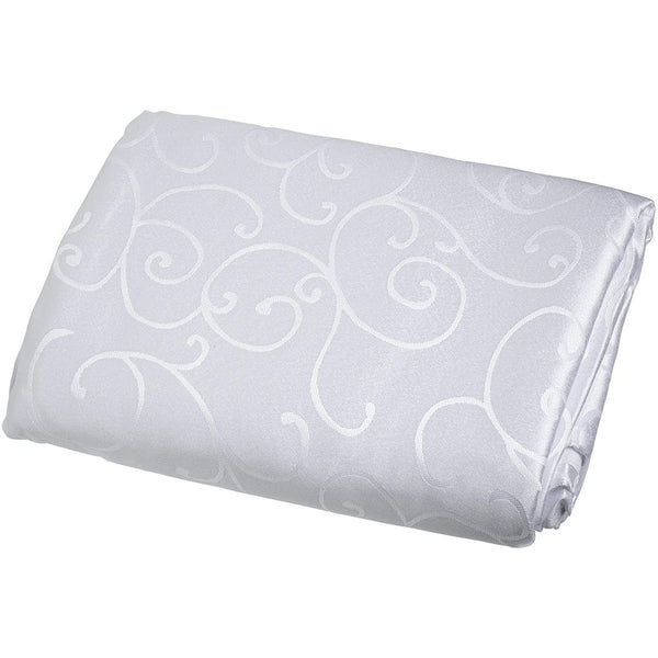Multi Color White Rectangle Damask Polyester Tablecloth