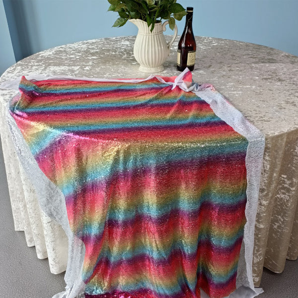 Multi Color Glitter Sequin Tablecloth Overlay