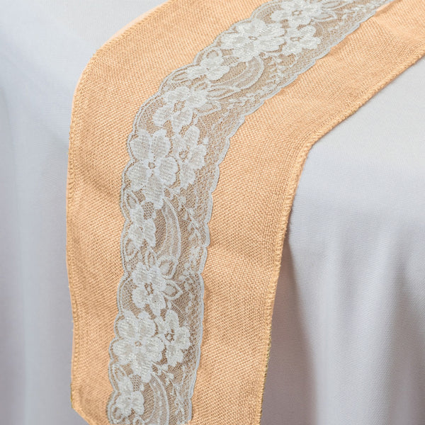 Hessian & White Lace Table Runner