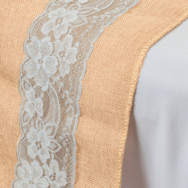 Hessian & White Lace Table Runner