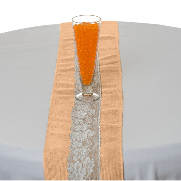 Hessian & White Lace Table Runner