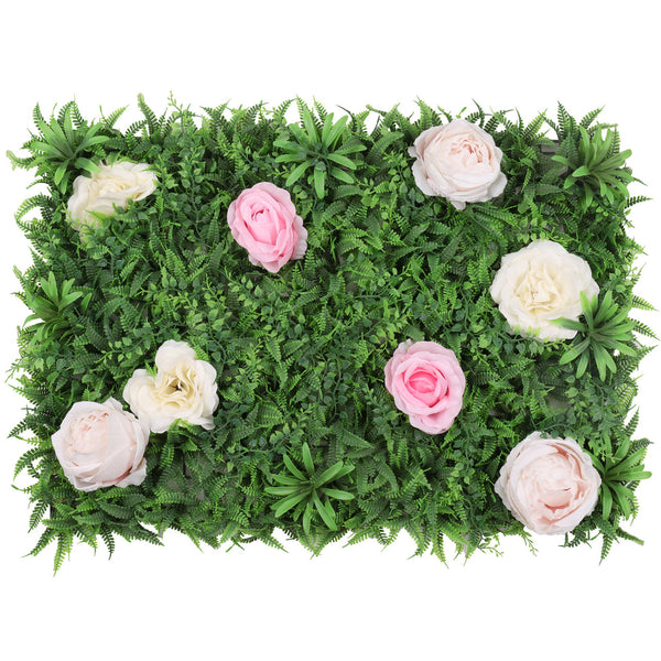 Artificial Flower Panel - Green Grass with Different Shades Roses
