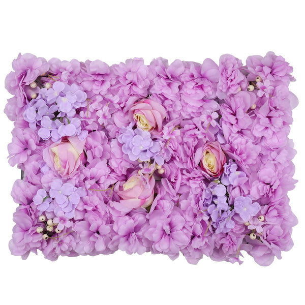 Hydrangea Artificial Flower Wall Panel 60cm x 40cm - Lavender & Light Yellow with Berries