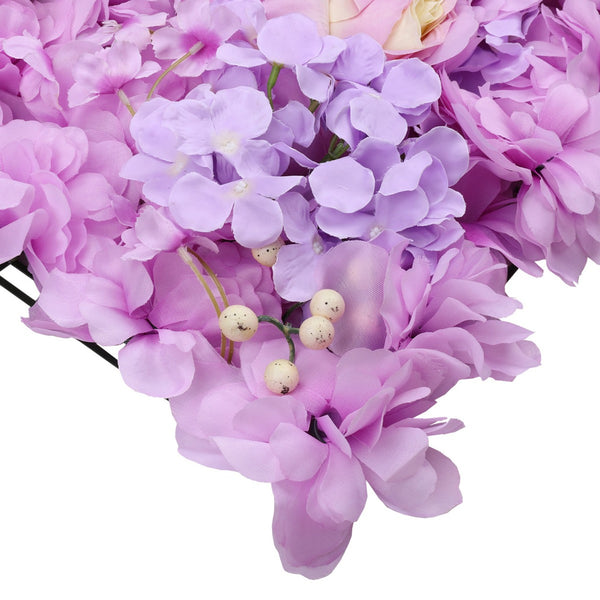 Hydrangea Artificial Flower Wall Panel 60cm x 40cm - Lavender & Light Yellow with Berries
