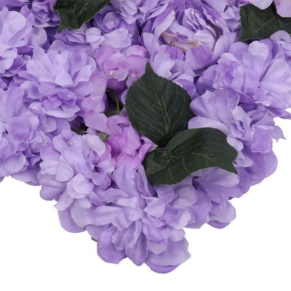 Hydrangea Artificial Flower Wall Panel 60cm x 40cm - Violet with Leaves