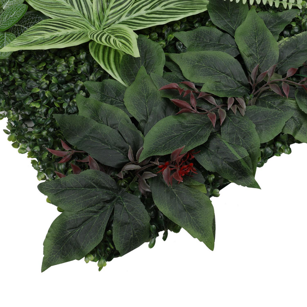 Artificial Green Grass Wall Panel 60cm x 40cm - Green with 5 Flowers