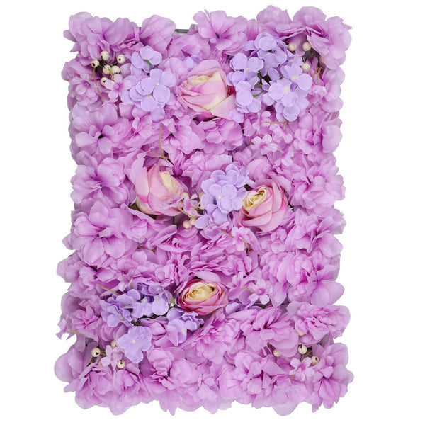 Hydrangea Artificial Flower Wall Panel 60cm x 40cm - Lavender & Light Yellow with Berries