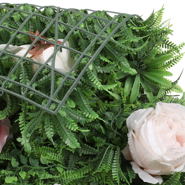 Artificial Flower Panel - Green Grass with Different Shades Roses