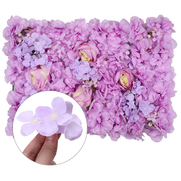 Hydrangea Artificial Flower Wall Panel 60cm x 40cm - Lavender & Light Yellow with Berries