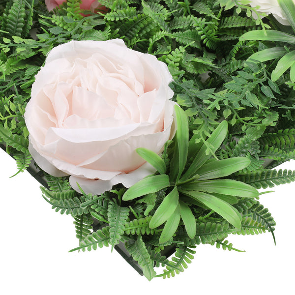 Artificial Flower Panel - Green Grass with Different Shades Roses