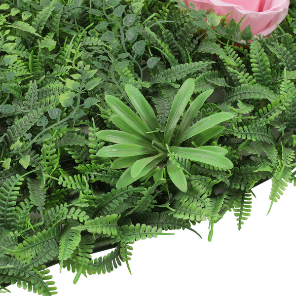 Artificial Flower Panel - Green Grass with Different Shades Roses