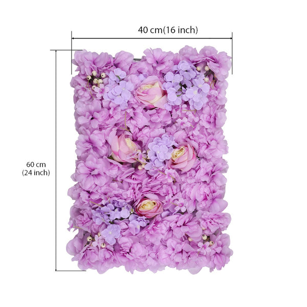 Hydrangea Artificial Flower Wall Panel 60cm x 40cm - Lavender & Light Yellow with Berries