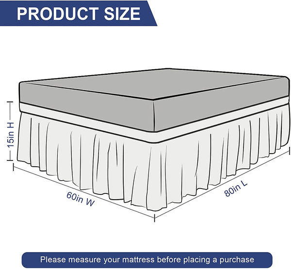 Wrap Around Bed Skirt Fashion Elastic Dust Ruffle Silky Soft & Wrinkle Free Classic Stylish Look in Your Bedroom - kuogo