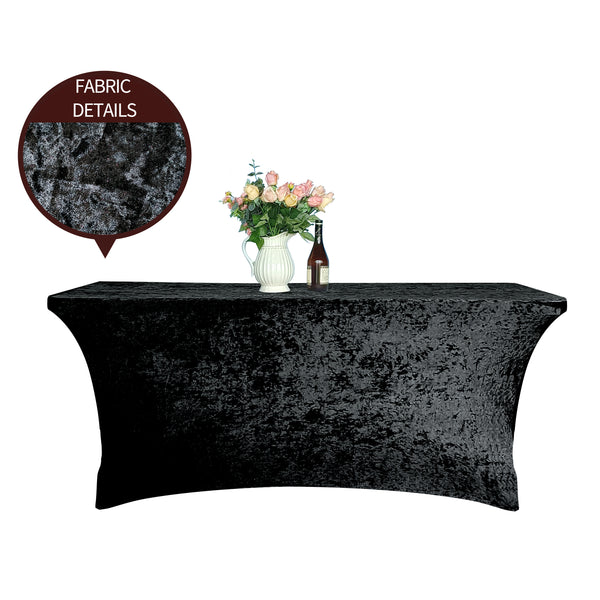 6FT Rectangular Crushed Velvet Table Cover
