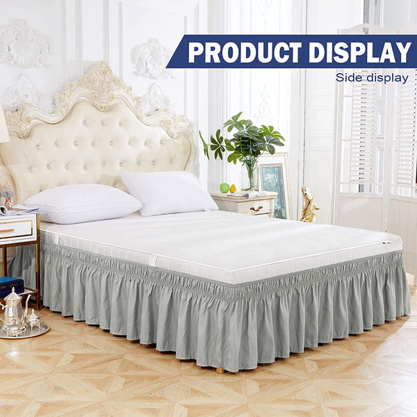 Wrap Around Bed Skirt Fashion Elastic Dust Ruffle Silky Soft & Wrinkle Free Classic Stylish Look in Your Bedroom - kuogo