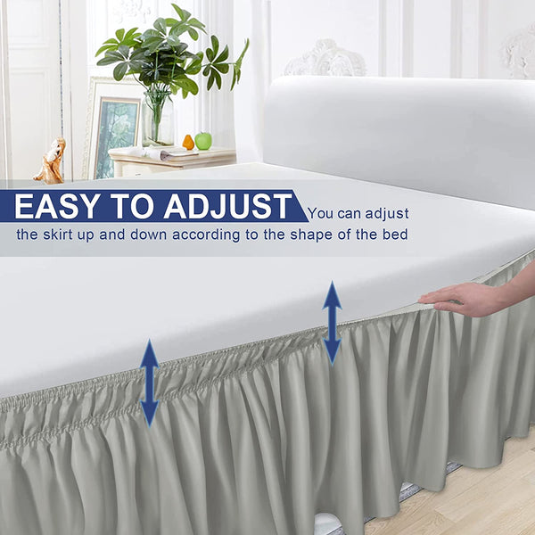 Wrap Around Bed Skirt Fashion Elastic Dust Ruffle Silky Soft & Wrinkle Free Classic Stylish Look in Your Bedroom - kuogo