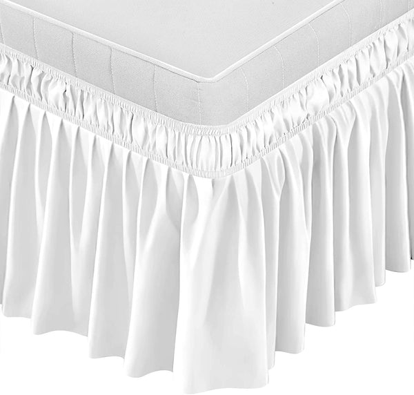 New Wrap Around Elastic Bed Skirt 16 Inch Drop  Easy Fit Wrinkle & Fade Resistant Silky Luxurious Fabric - kuogo