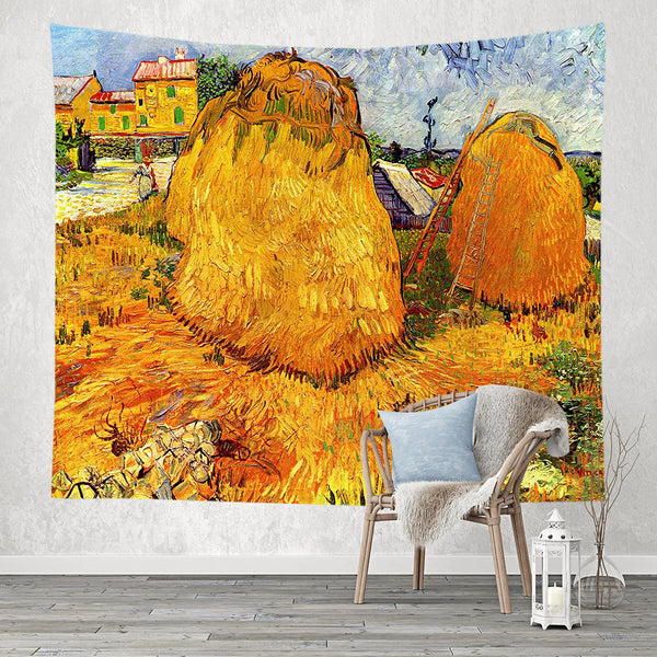 Oil Painting Art works Print Hanging Cloth Wall Tapestries Home Decoration Background