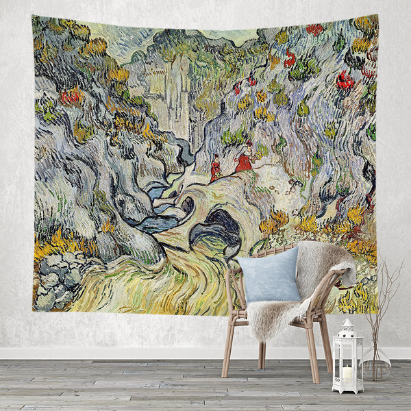 Oil Painting Art works Print Hanging Cloth Wall Tapestries Home Decoration Background