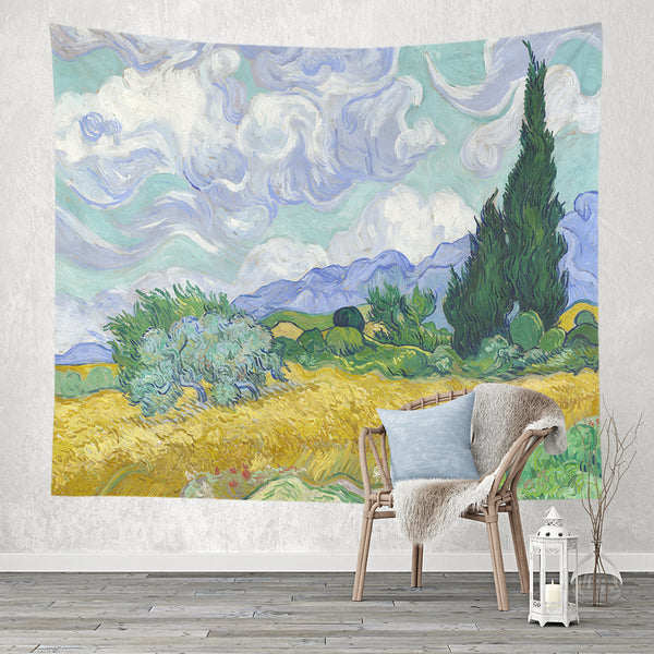 Oil Painting Art works Print Hanging Cloth Wall Tapestries Home Decoration Background