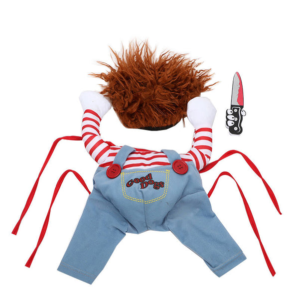 Halloween Pet Funny Costume Cosplay Doll Holding A Knife Pet Clothes