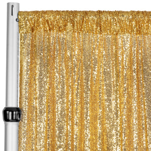 Glitz Sequin Mesh Net 10ft H x 52" W Drape/Backdrop Panel - Gold