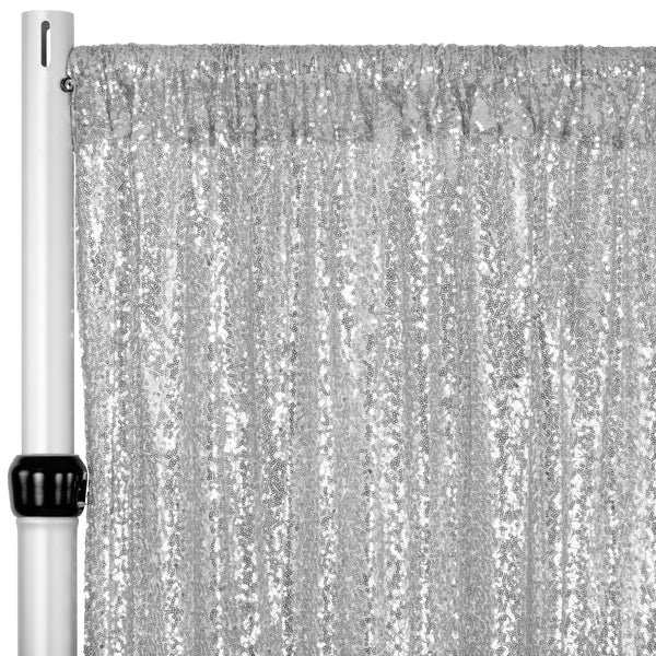 Glitz Sequin Mesh Net 10ft H x 52" W Drape/Backdrop Panel - Silver