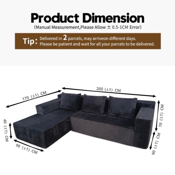 Modern L-Shape Sectional Sofa Set Vacuum Compressed Comfortable Couch for Living Room Modular Furniture