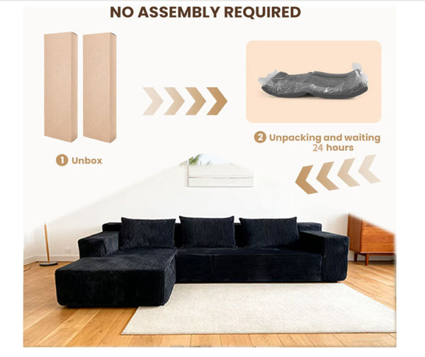 Modern L-Shape Sectional Sofa Set Vacuum Compressed Comfortable Couch for Living Room Modular Furniture